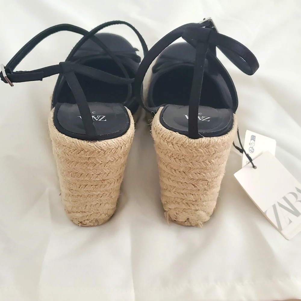 Zara Satin Effect Wedge Sandals